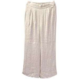 Wonderly Size L Caro Beige Lined Wide Leg Elastic Waist Pockets Polyester-Rayon